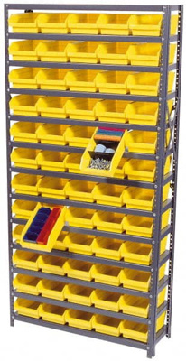 Floor Pick Rack: Double-Sided Mobile Pick Rack Unit with Shelf Bins, 4,200 lb Capacity, 18" OAD, 75"