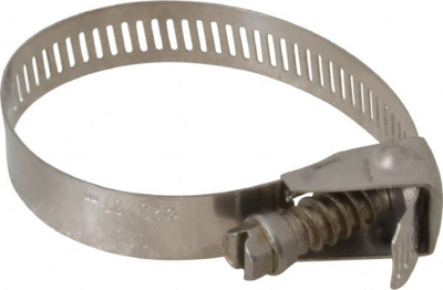 Worm Gear Clamp: SAE 28, 1 to 2-1/4" Dia, Stainless Steel Band