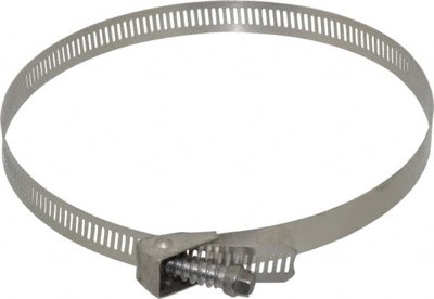Worm Gear Clamp: SAE 88, 2-1/16 to 6" Dia, Stainless Steel Band