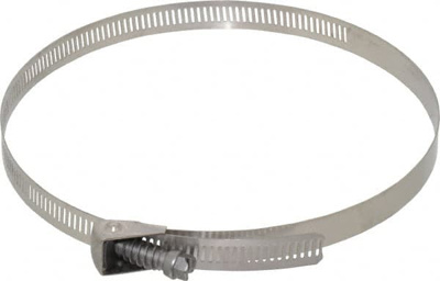 Worm Gear Clamp: SAE 104, 3 to 7" Dia, Stainless Steel Band