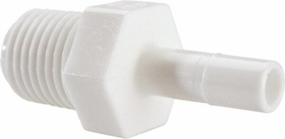 Push-To-Connect Tube Fitting: Stem Adapter, 1/4" Thread, 1/4" OD