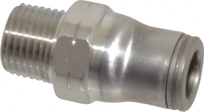 Push-To-Connect Tube to Male & Tube to Male NPT Tube Fitting: Male Connector, 1/8" Thread, 1/4" OD