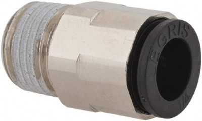 Push-To-Connect Tube to Male NPT Tube Fitting: Connector, 1/8" Thread, 1/4" OD