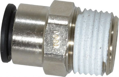 3/8" Outside Diam, 3/8 NPT, Nickel Plated Brass Push-to-Connect Tube Male Connector