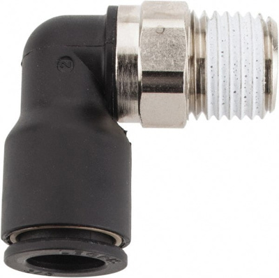 Push-To-Connect Tube Fitting: Male Elbow, 1/4" Thread, 3/8" OD