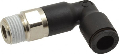Push-To-Connect Tube to Male NPT Tube Fitting: Extended Male Elbow, 1/8" Thread, 1/4" OD