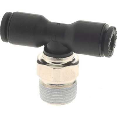 Push-To-Connect Tube to Male NPT Tube Fitting: Male Branch Tee, 1/8" Thread, 5/32" OD