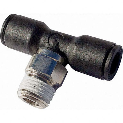 Push-To-Connect Tube Fitting: Male Branch Tee, 1/4 & 1/4" Thread, 1/2" OD