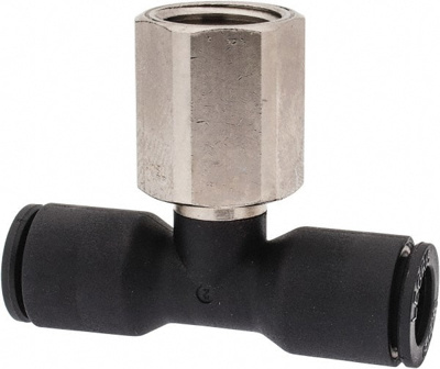Push-To-Connect Tube Fitting: Female Branch Tee, 1/4" Thread, 5/16" OD