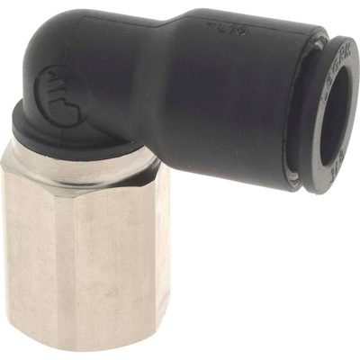 Push-To-Connect Tube Fitting: Female Elbow, 1/4" Thread, 3/8" OD