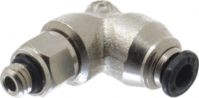 Push-To-Connect Tube to Metric Thread Tube Fitting: Swivel Elbow, M5 Thread