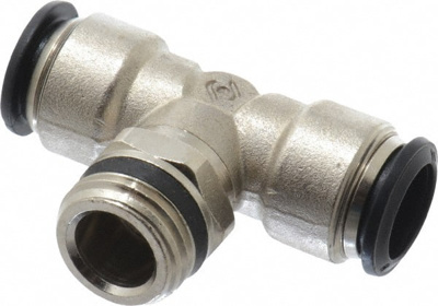 Push-To-Connect Tube to Universal Thread Tube Fitting: Swivel Branch Tee, 1/2" Thread
