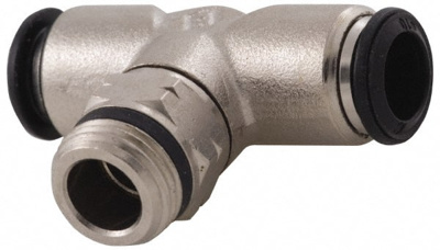 Push-To-Connect Tube to Metric Thread Tube Fitting: Swivel Branch Tee, M5 Thread