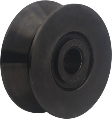 V-Grooved Yoke Roller: 30 mm Bore Dia, 140 mm Roller Dia, 54 mm Roller Width, Carbon Steel