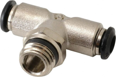 Push-To-Connect Tube to Universal Thread Tube Fitting: Swivel Branch Tee, 1/4" Thread