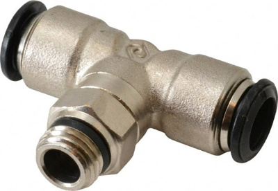 Push-To-Connect Tube to Universal Thread Tube Fitting: Swivel Branch Tee, 1/4" Thread