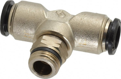 Push-To-Connect Tube to Universal Thread Tube Fitting: Swivel Branch Tee, 3/8" Thread