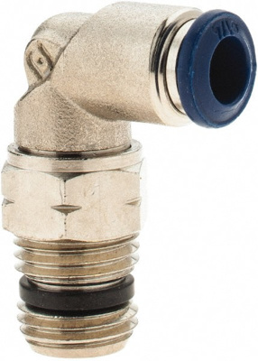 Push-To-Connect Tube to Male & Tube to Male NPTF Tube Fitting: Swivel Elbow, 1/4" Thread, 1/4" OD