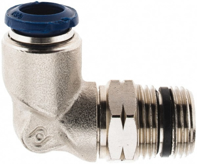 Push-To-Connect Tube to Male & Tube to Male NPTF Tube Fitting: Swivel Elbow, 3/8" Thread, 3/8" OD