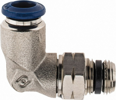 Push-To-Connect Tube to Male & Tube to Male NPTF Tube Fitting: Swivel Elbow, 1/8" Thread, 1/4" OD