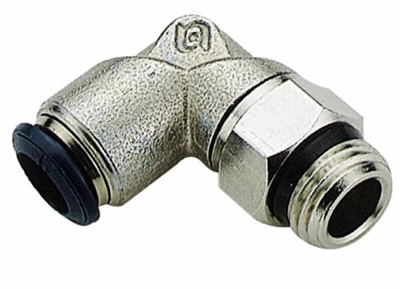 Push-To-Connect Tube to Universal Thread Tube Fitting: Swivel Elbow, 1/8" Thread, 1/8" OD