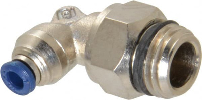 Push-To-Connect Tube to Universal Thread Tube Fitting: Swivel Elbow, 1/4" Thread, 1/8" OD