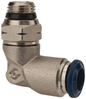 Push-To-Connect Tube to Universal Thread Tube Fitting: Swivel Elbow, 1/8" Thread, 1/4" OD