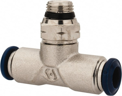 Push-To-Connect Tube to Universal Thread Tube Fitting: Swivel Branch Tee, 1/8" Thread, 1/4" OD