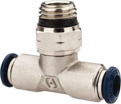 Push-To-Connect Tube to Universal Thread Tube Fitting: Swivel Branch Tee, 1/4" Thread, 1/4" OD
