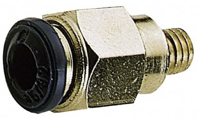 Push-To-Connect Tube to Male & Tube to Male UNF Tube Fitting: Male, Straight, #10-32 Thread, 1/8" OD