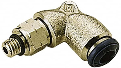 Push-To-Connect Tube to Male & Tube to Male UNF Tube Fitting: Swivel Elbow, #10-32 Thread, 1/8" OD