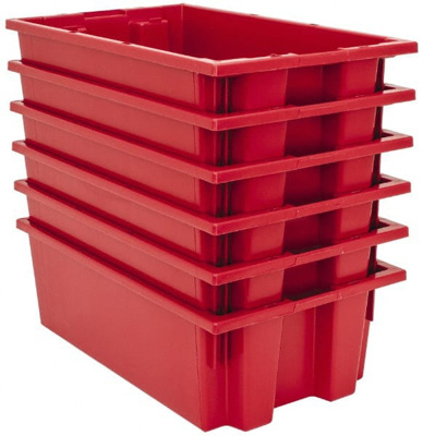 75 Lb Load Capacity Red Polyethylene Tote Container