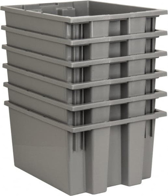 Polyethylene Storage Tote: 75 lb Capacity Gray, Stacking, Nesting Material Handling & Storage Contai