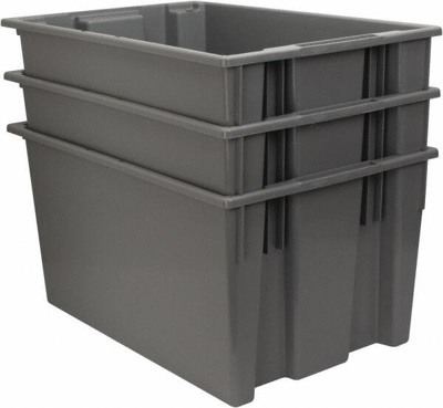 100 Lb Load Capacity Gray Polyethylene Tote Container
