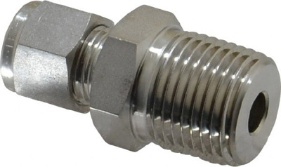 3/8" Tube OD x 1/2 MPT Stainless Steel Compression Tube Male Connector
