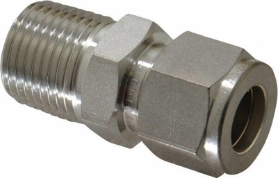 1/2" Tube OD x 1/2 MPT Stainless Steel Compression Tube Male Connector
