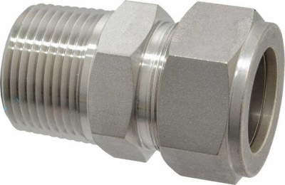 1" Tube OD x 1 MPT Stainless Steel Compression Tube Male Connector