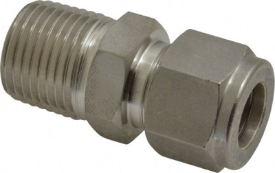 1/2" Tube OD x 1/2 MPT Stainless Steel Compression Tube Male Connector