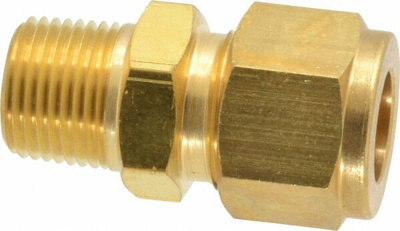 1/2" Tube OD x 3/8 MPT Brass Compression Tube Male Connector