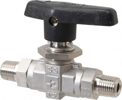 1/4" Pipe, MNPT x MNPT End Connections, Stainless Steel, Inline, Two Way Flow, Instrumentation Ball 
