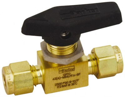 3/8" Pipe, Compression x Compression CPI End Connections, Brass, Inline, Two Way Flow, Instrumentati