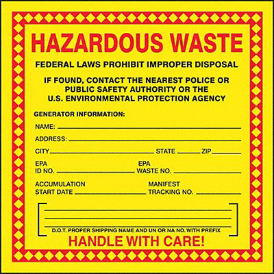 DOT Handling Label Waste 6 W 250 Labels