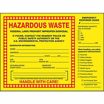 DOT Handling Label Waste 8 Label W PK25