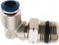 Push-To-Connect Tube to Male & Tube to Male NPTF Tube Fitting: Swivel Elbow, 1/2" Thread, 3/8" OD