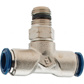 Push-To-Connect Tube to Male & Tube to Male NPTF Tube Fitting: Swivel Branch Tee, 1/4" Thread, 3/8" 